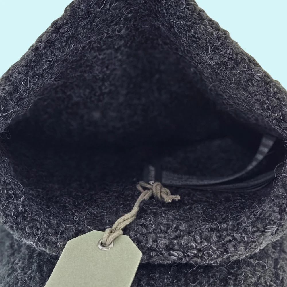 BUNDLE - 2 All Saints Hats Beanies Chalk & Black Teddy Bear Wool & Alpaca Blend